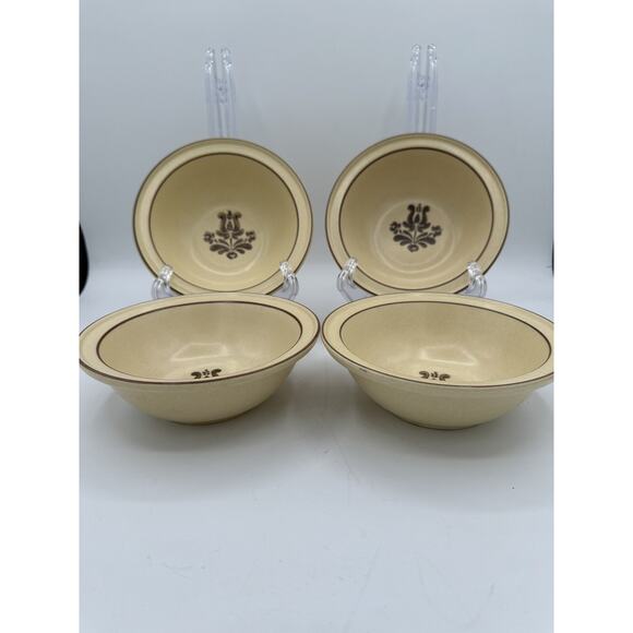4 Pfaltzgraff Pottery Cereal Bowls Village Pattern 6" Pottery Breakfast Bowl - Picture 2 of 5